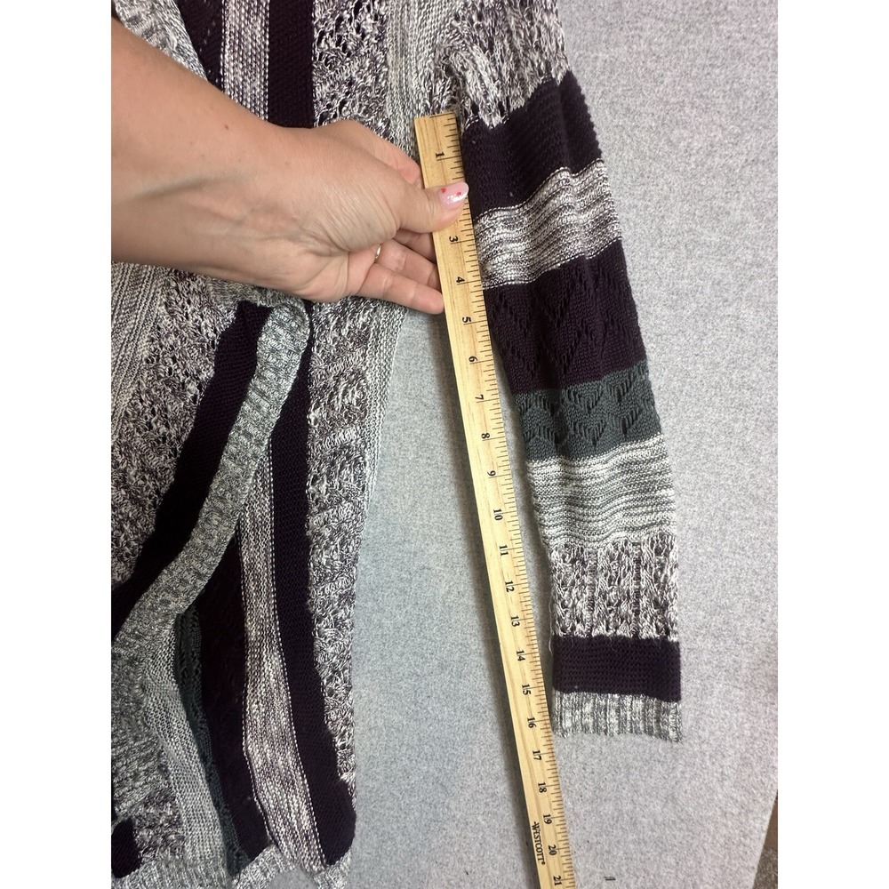 VTG Y2K Open Knit Long Sweater Cardigan Womens Large Purple Gray Lagenlook Drape - Picture 11 of 11